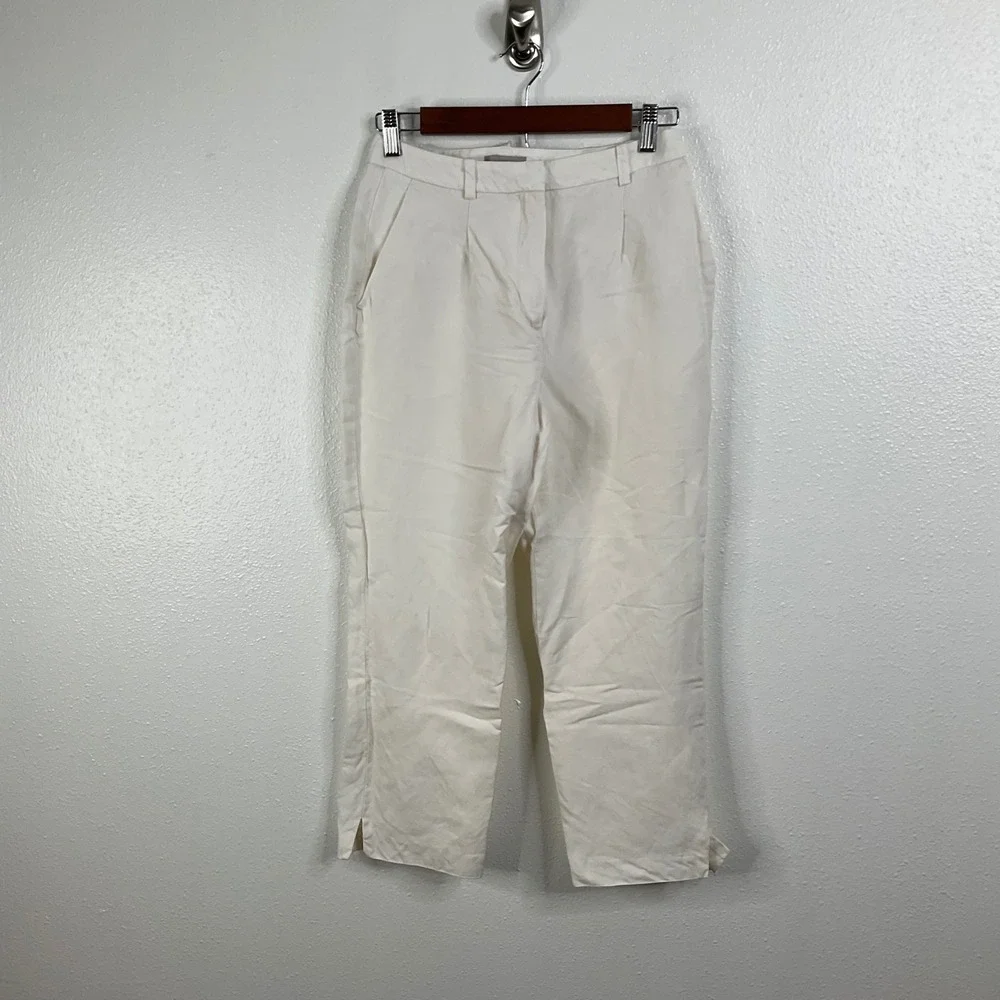 H&M White Linen Blend Pants‎ Size 4